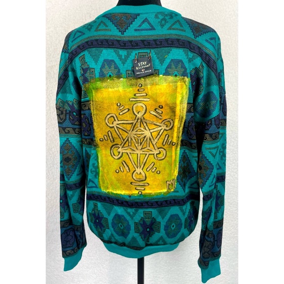 MALCOLM EMILIO • Stay Relevant Sacred Geometry Reworked Vintage Pullover Sweater - Picture 4 of 13